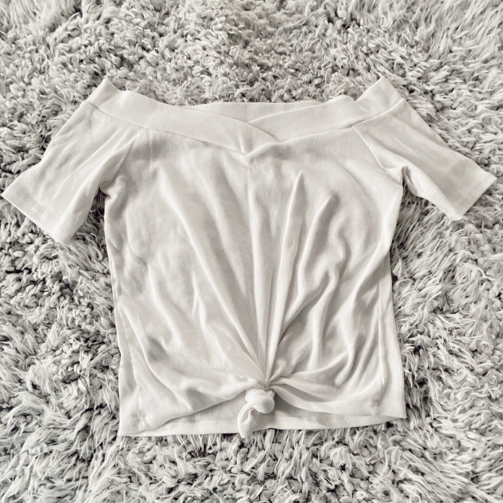 Off the shoulder tie top
